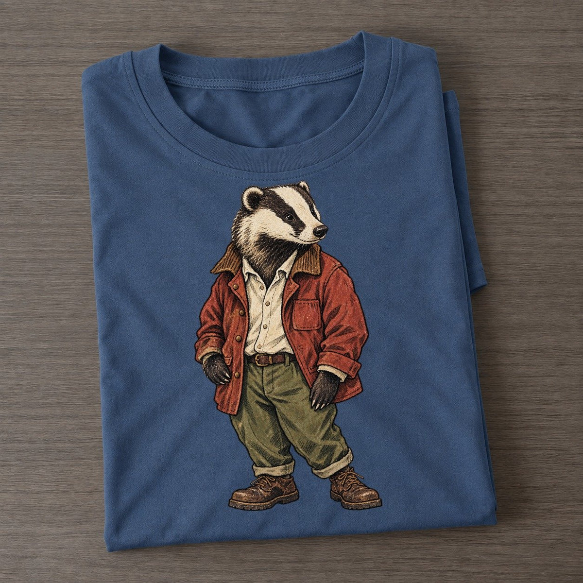 European Badger Wardrobe Portrait Wild Wardrobe Portraits Classic T-shirt – Twilight Navy