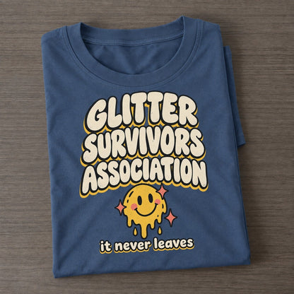 Glitter Survivors Running On Fumes Club Classic T-shirt – Twilight Navy