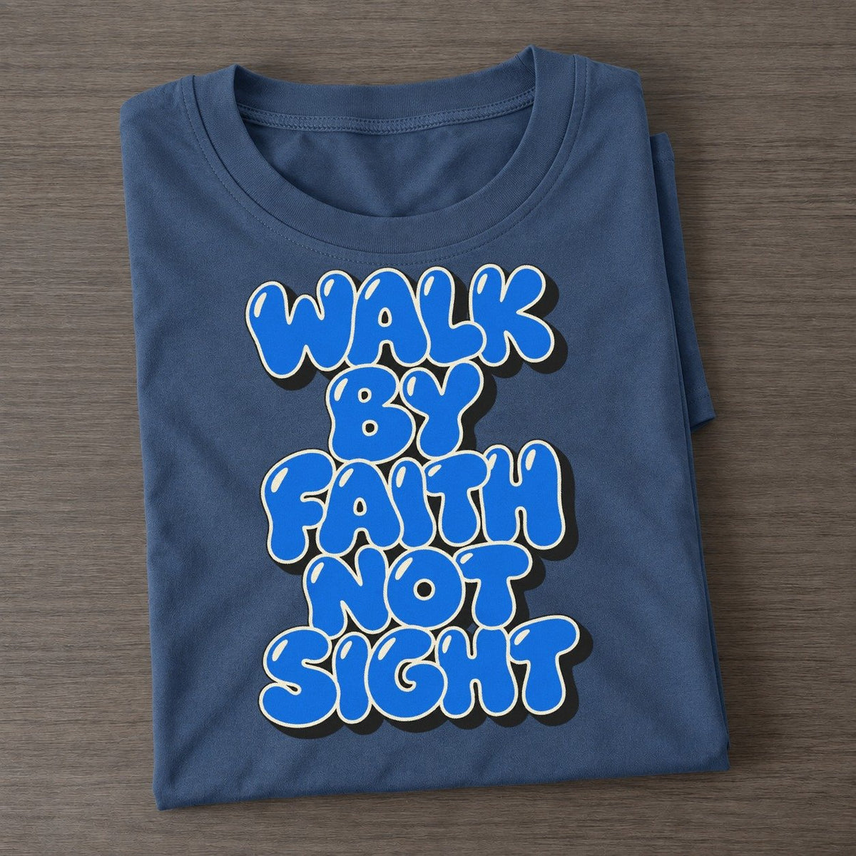 Walk By Faith Not Sight Sunday Puff Classic T-shirt – Twilight Navy