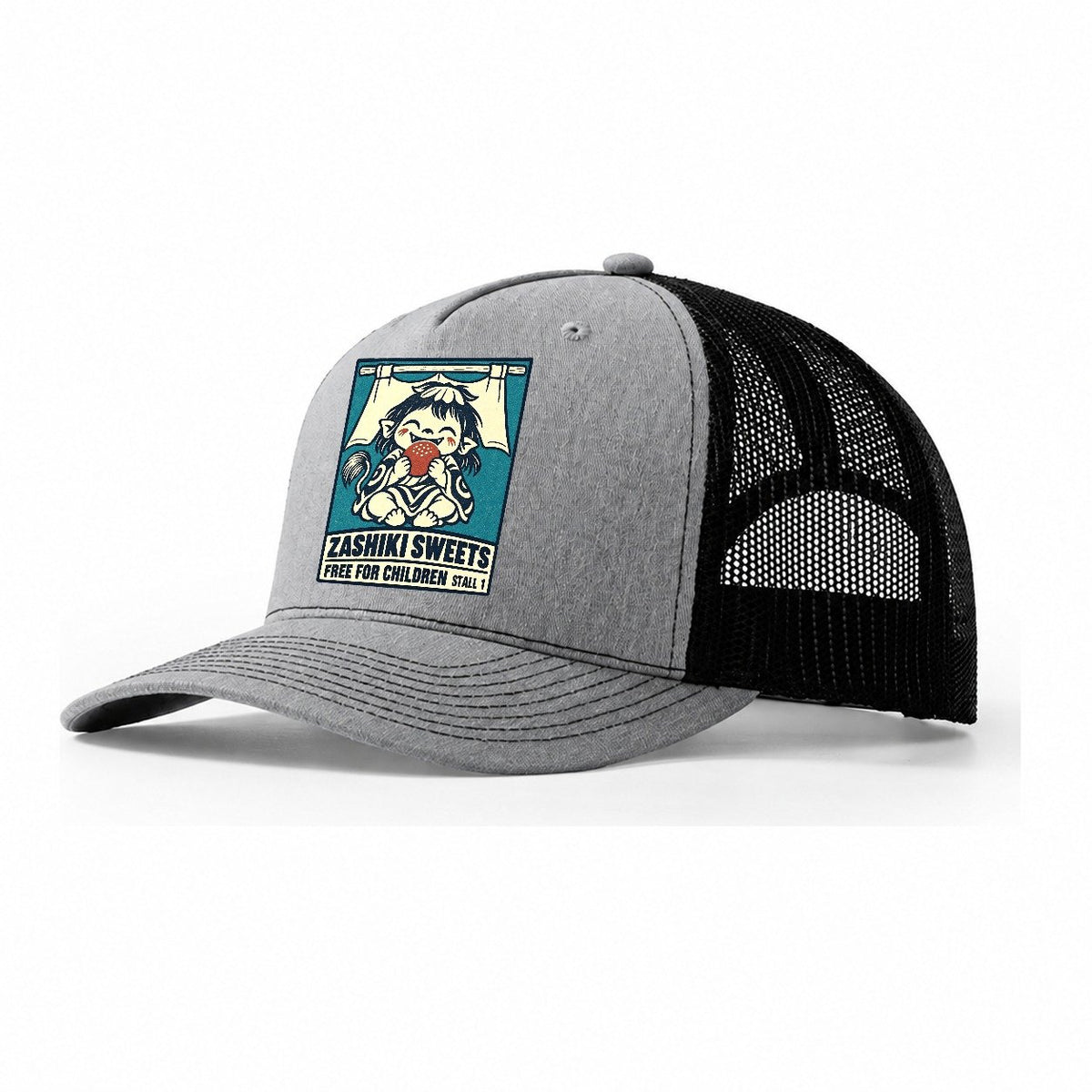 Zashiki Sweets Yokai Night Market Trucker Hat – Sport Grey Black