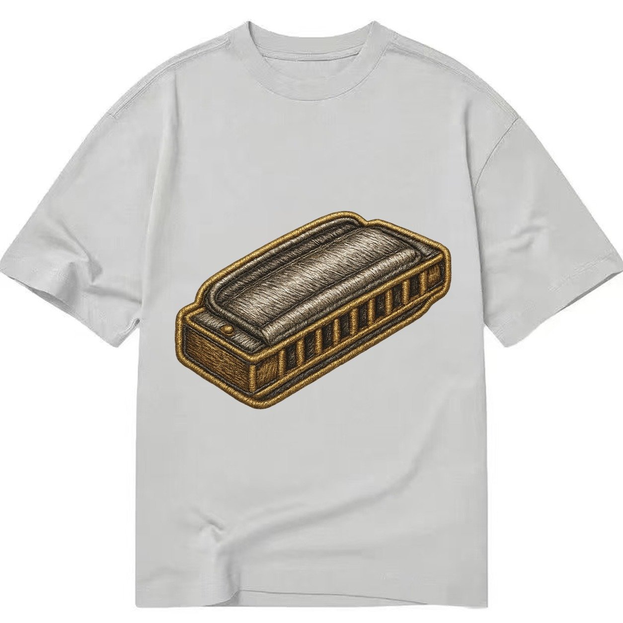 Harmonica Blues Harp With Chrome Covers Classic T-shirt – Grey