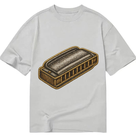 Harmonica Blues Harp With Chrome Covers Classic T-shirt – Grey