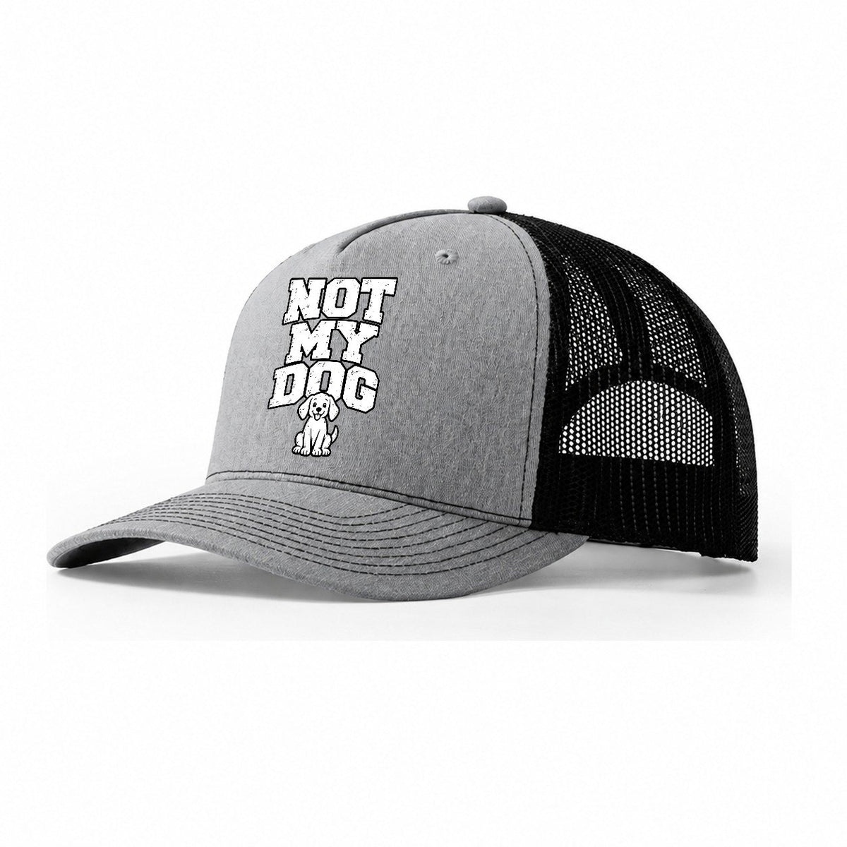 Not My Dog Trucker Hat – Sport Grey Black