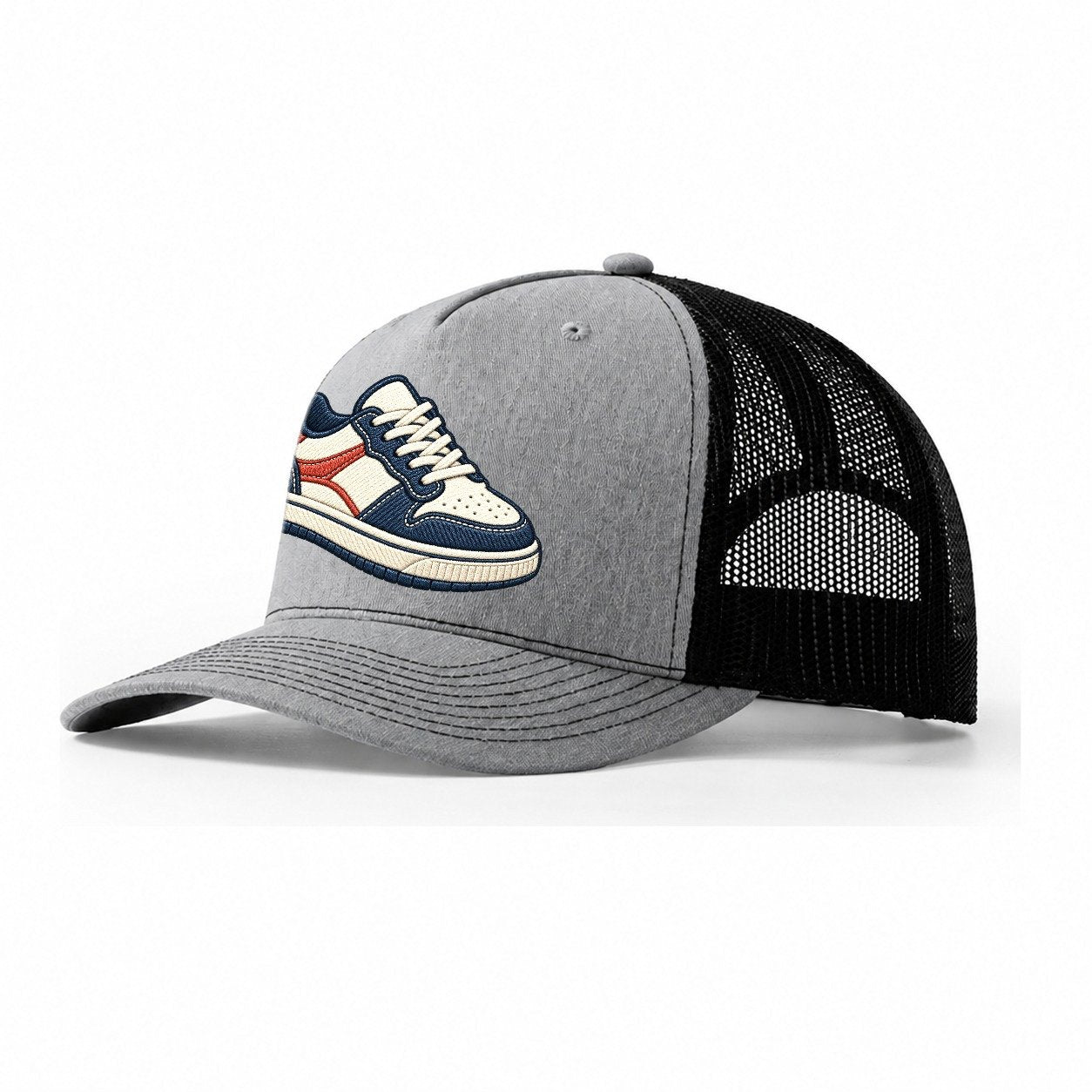 Low Top Court Sneaker Tiny Solo Marks Trucker Hat – Sport Grey Black