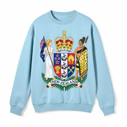 Coat Of Arms Of New Zealand Fleece Sweatshirt – Light Blue