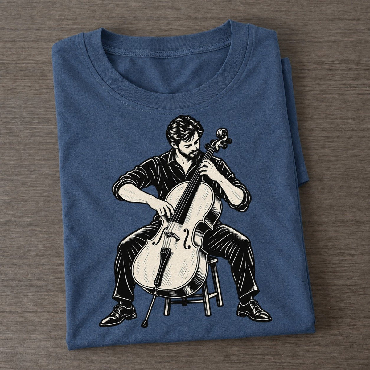 Cellist Pizzicato Phrase Global Music Ink Figures Classic T-shirt – Twilight Navy