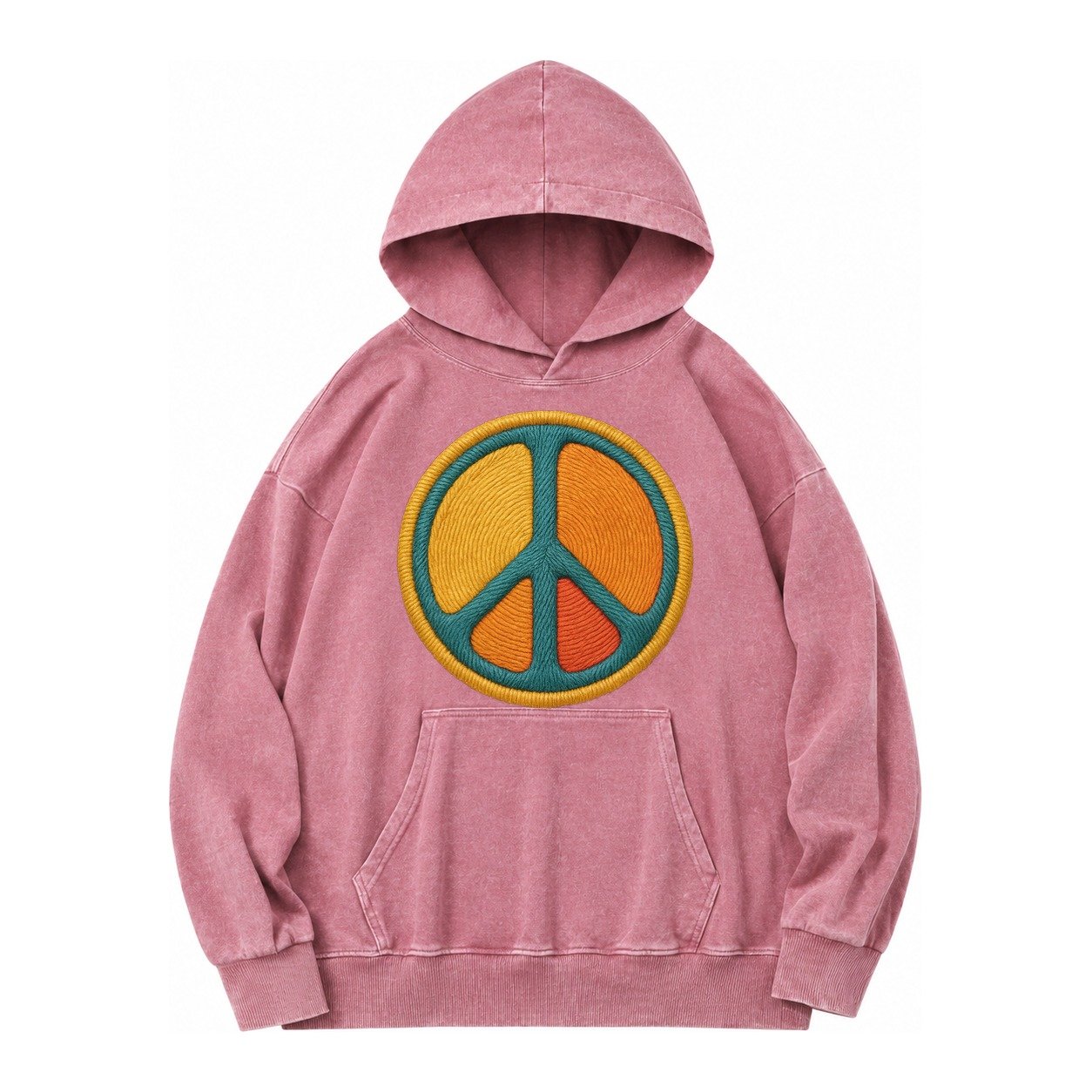 Golden Peace Vintage Washed Hoodie – Dusty Rose