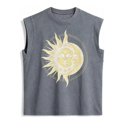 Celestial Harmony Vintage Washed Tank – Grey