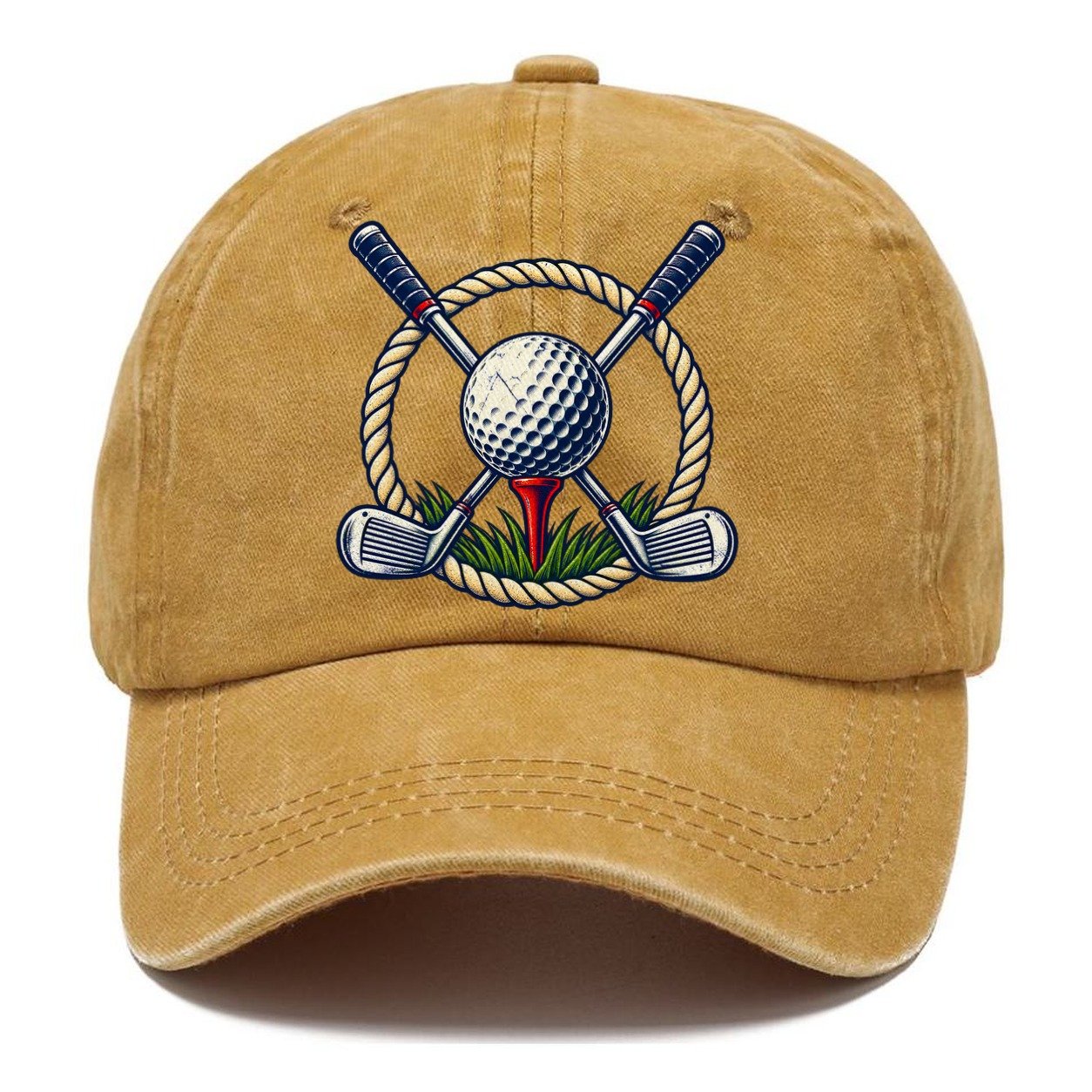 Crossed Clubs Crest Golf Life Classic Cap – Golden Harvest
