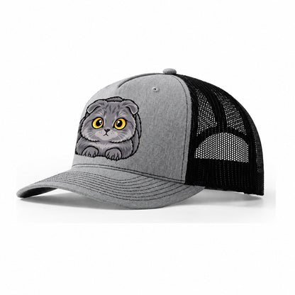 Scottish Fold Loaf Peeking Cats Trucker Hat – Sport Grey Black