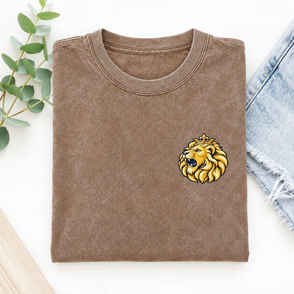 Lion Of Judah Left Chest Vintage T-shirt – Brown