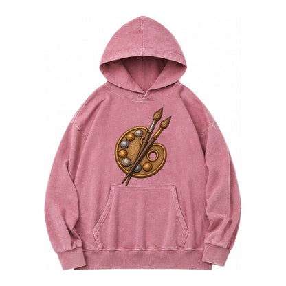 Artist Palette Vintage Washed Hoodie – Dusty Rose
