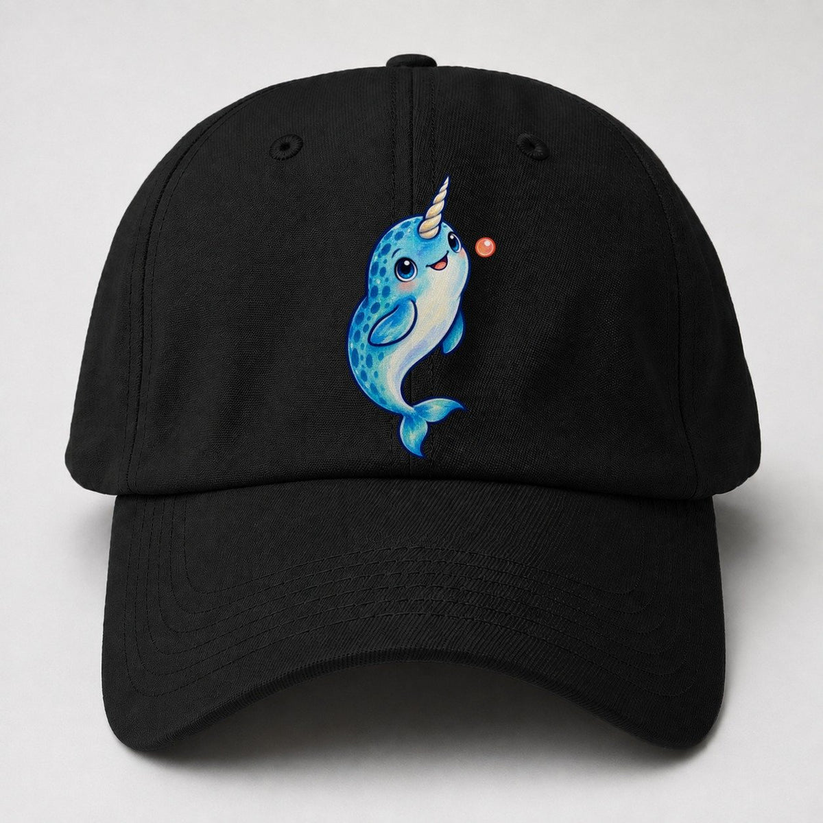 Narwhal Upward Swim Sea Sprite Baseball Cap – Black