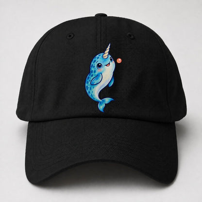 Narwhal Upward Swim Sea Sprite Baseball Cap – Black