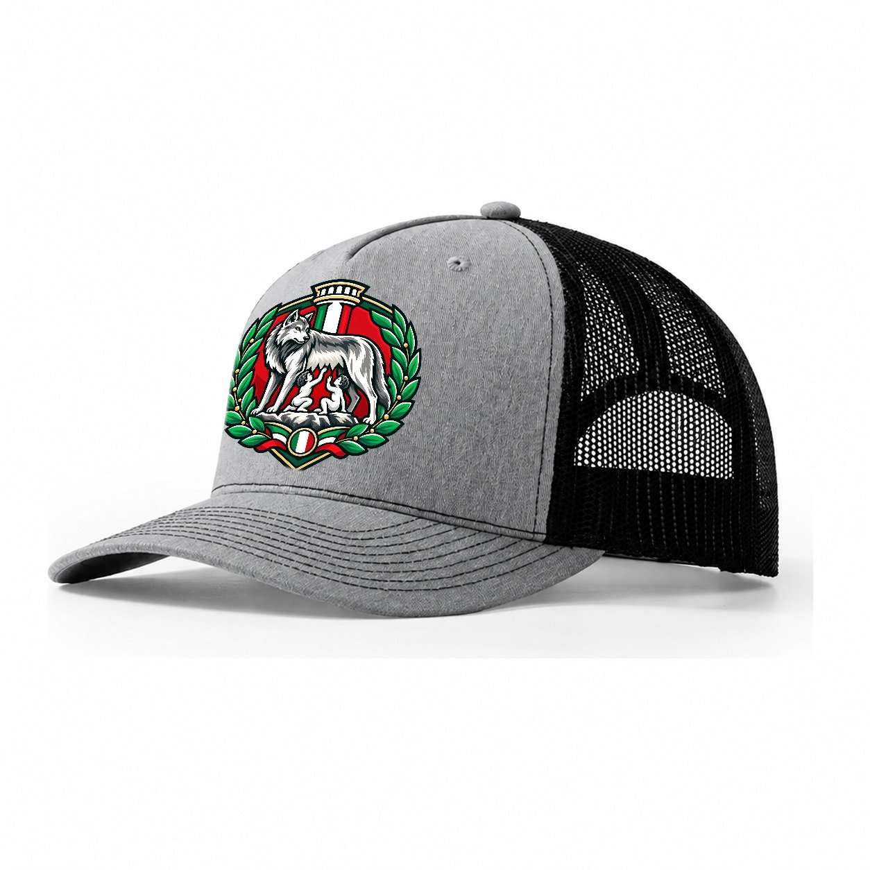 Italy Minimal Emblem Country Logos Trucker Hat – Sport Grey Black