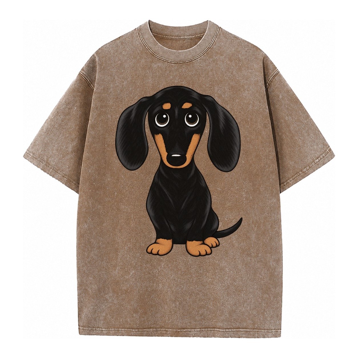 Vintage Style Dachshund Print Vintage T-shirt – Brown