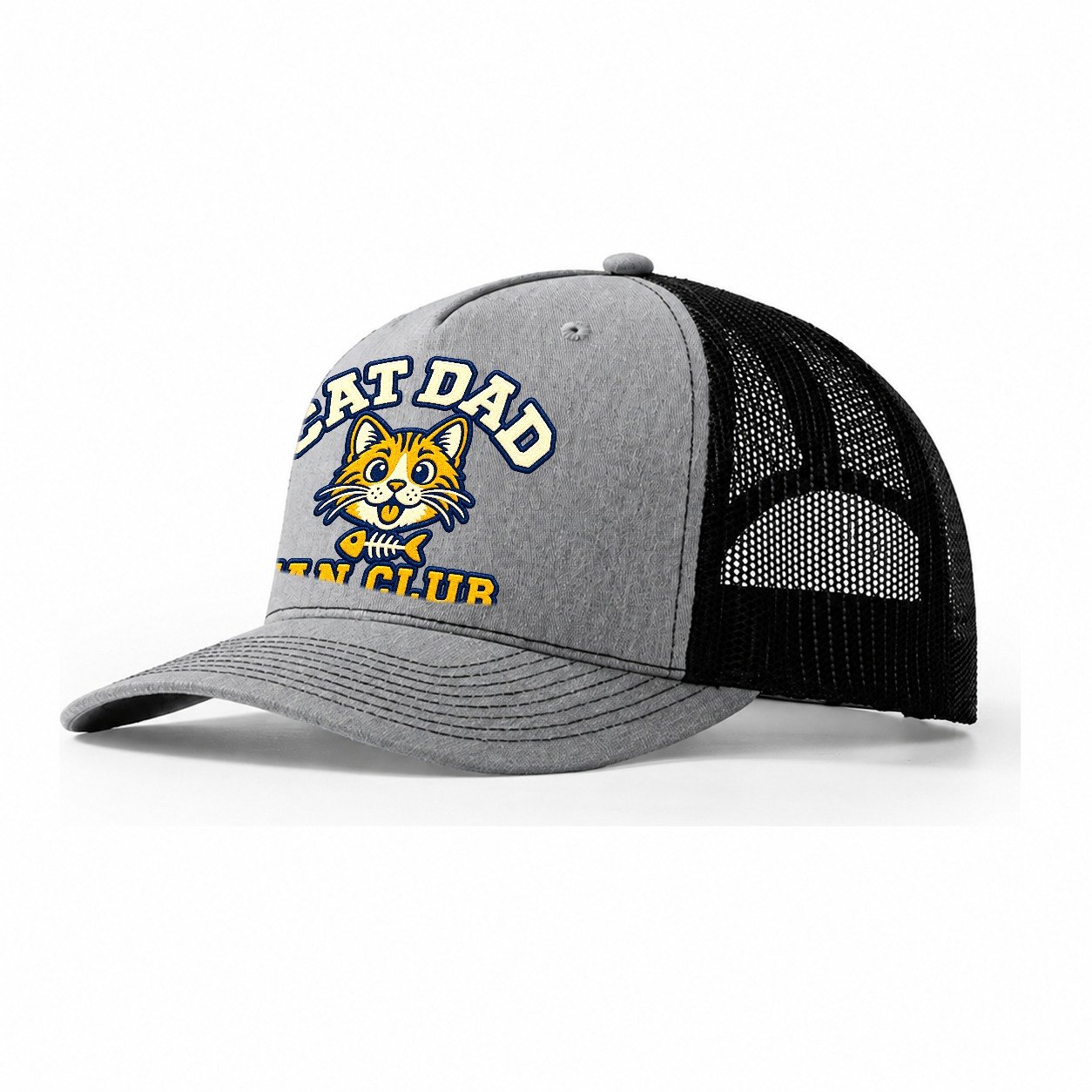 Cat Dad Fan Club Trucker Hat – Sport Grey Black
