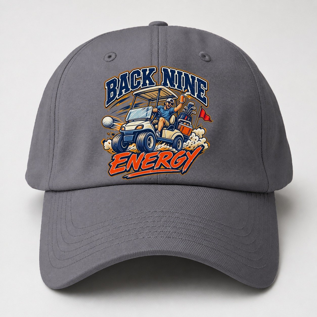 Back Nine Energy Golf Life Baseball Cap – Grey