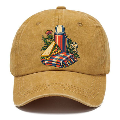 Picnic Flask Sandwich And Checked Blanket Uk Culture Heritage Classic Cap – Golden Harvest