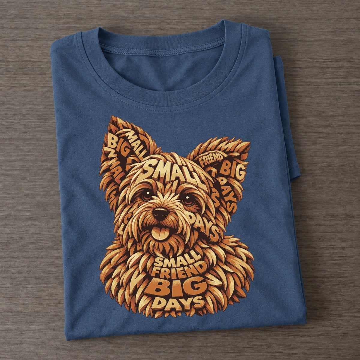 Yorkie Fringe Face Letter Sculpture Classic T-shirt – Twilight Navy