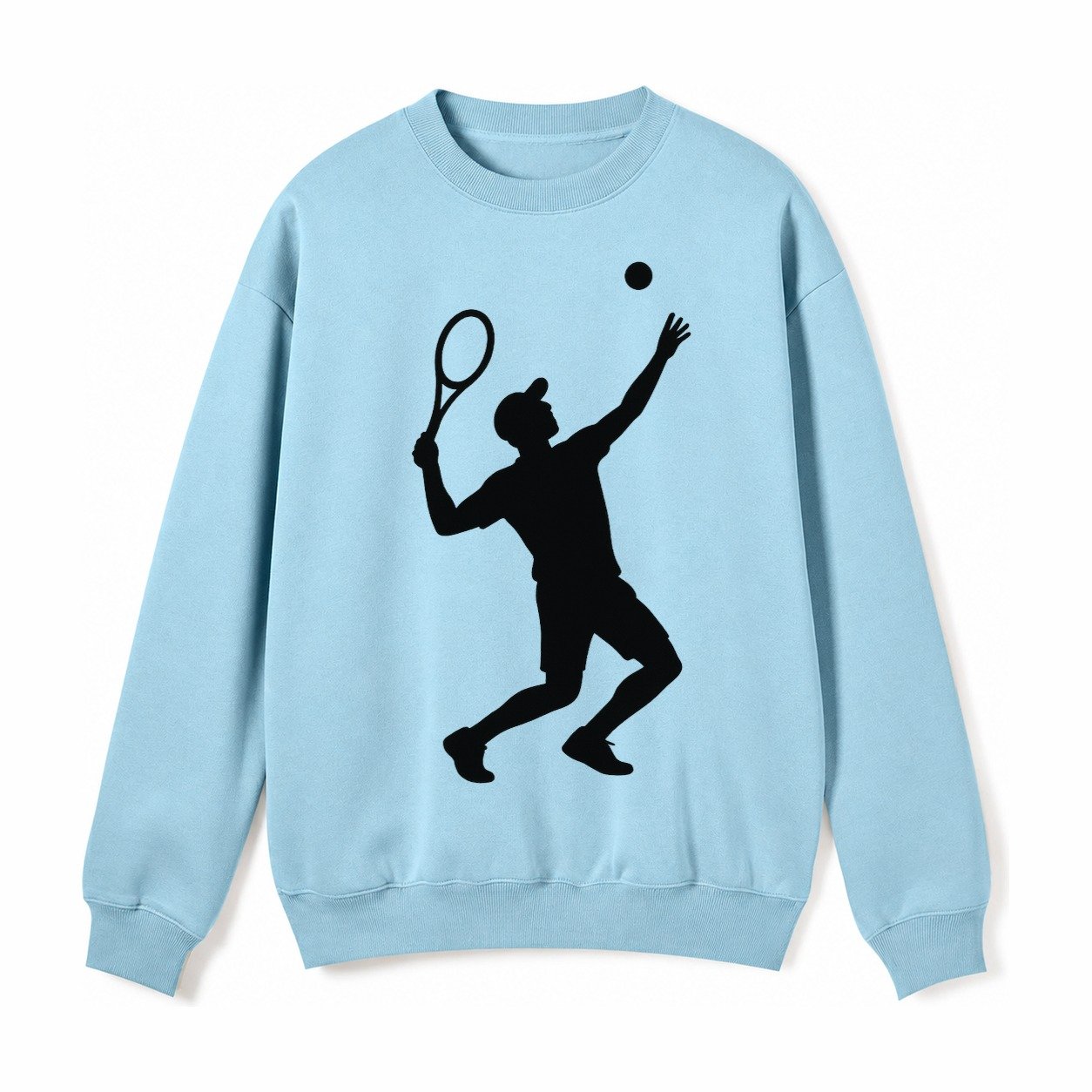 Tennis Player Serving Powerful Shot Fleece Sweatshirt – Light Blue