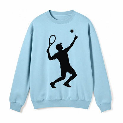 Tennis Player Serving Powerful Shot Fleece Sweatshirt – Light Blue