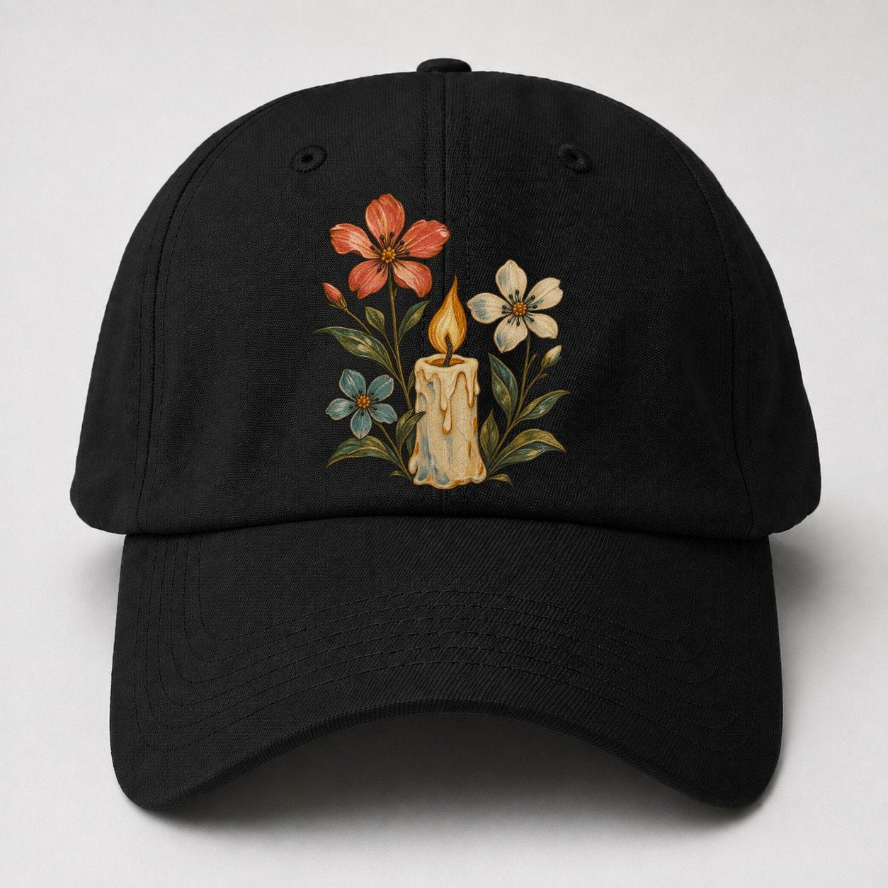 Candle Wildflower Vigil Gentle Wild Baseball Cap – Black