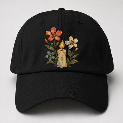 Candle Wildflower Vigil Gentle Wild Baseball Cap – Black
