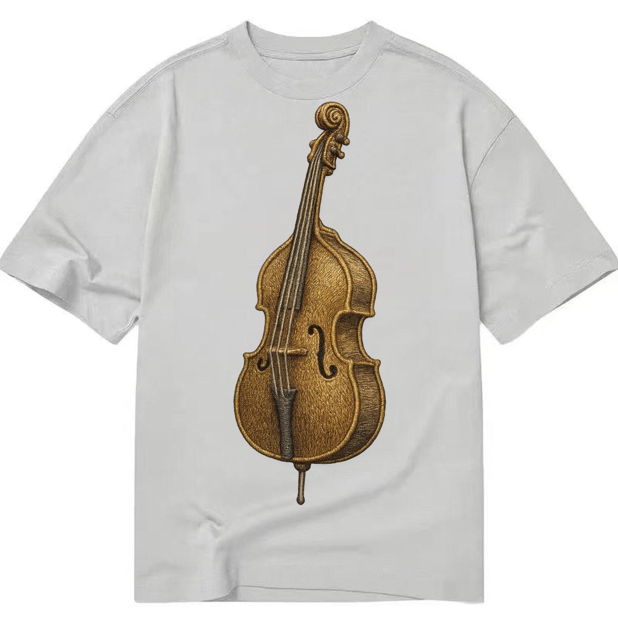 Acoustic Bass Upright Double Bass With F Holes And Wooden Br Classic T-shirt – Grey