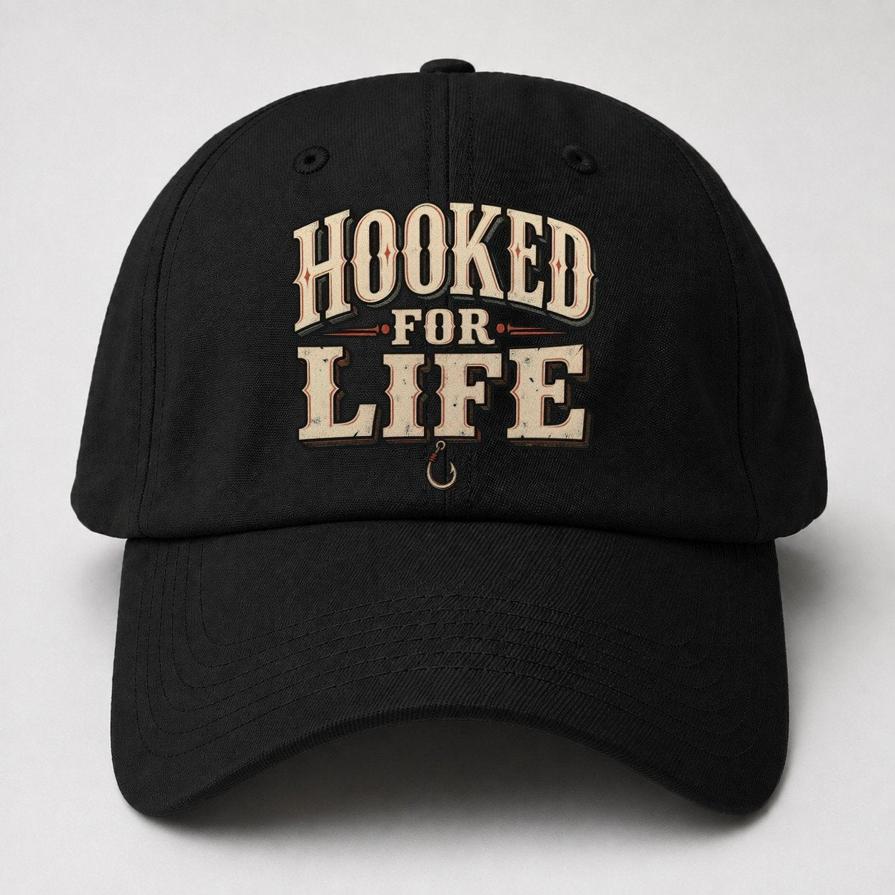 Hooked For Life American Wit Baseball Cap – Black