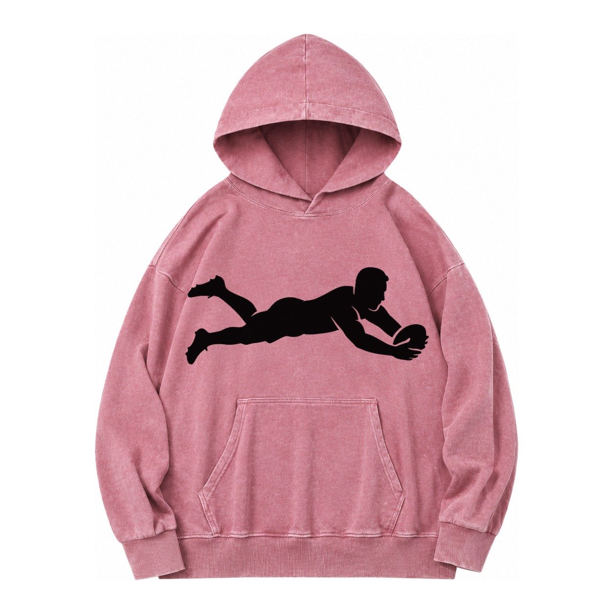 Rugby Player Diving For Try Vintage Washed Hoodie – Dusty Rose