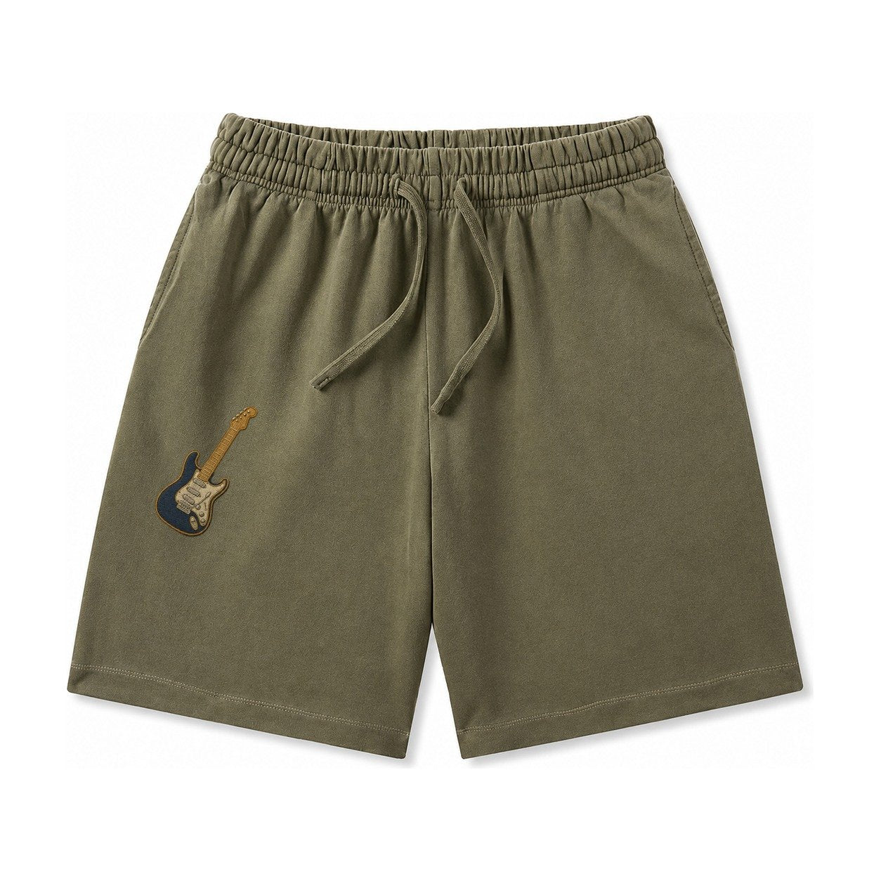 Electric Guitar Washed Shorts – Army Green