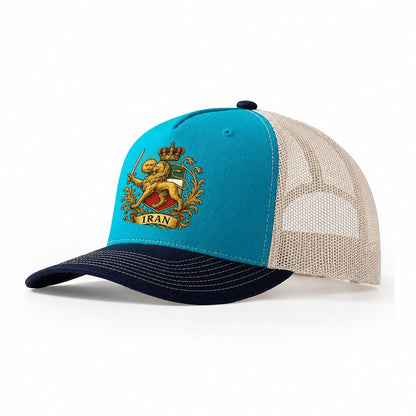 Royal Iran Coat Of Arms Trucker Hat – Teal-Navy