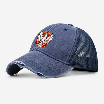 Poland Minimal Emblem Country Logos Washed Trucker Hat – Navy
