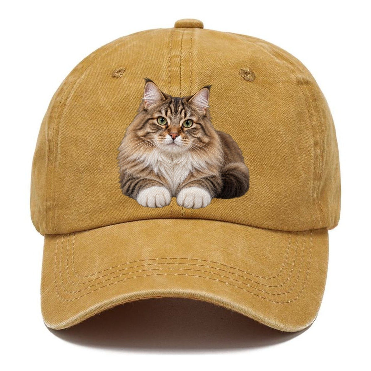 Siberian Reclining Paws Forward Realistic Cat Portrait Classic Cap – Golden Harvest
