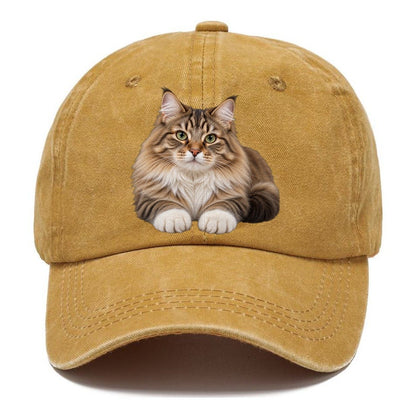 Siberian Reclining Paws Forward Realistic Cat Portrait Classic Cap – Golden Harvest