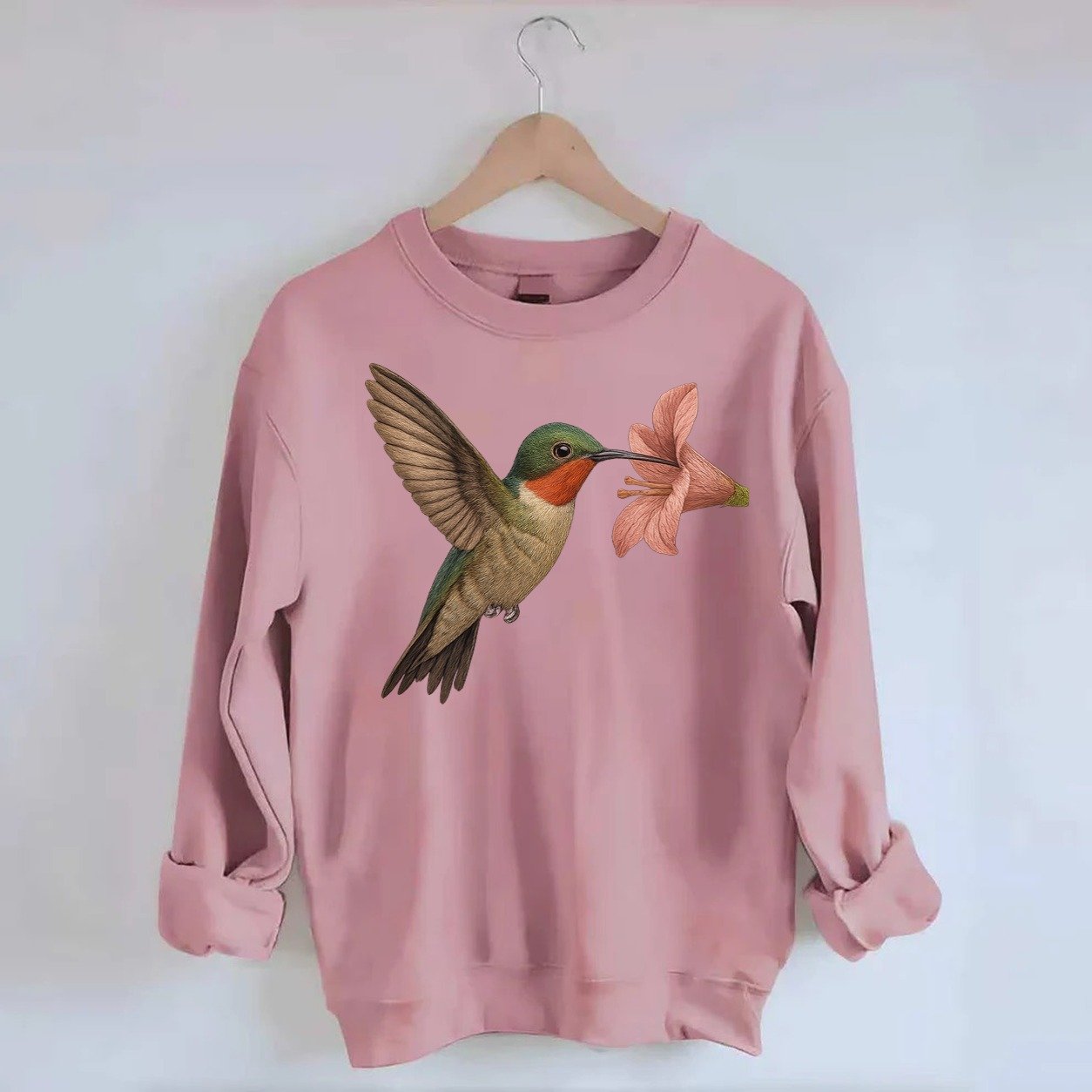 Hummingbirdhaven Crewneck Sweatshirt – Pink