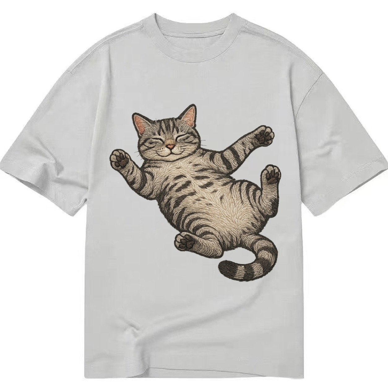 American Shorthair Silver Tabby Classic Pattern Fully Relaxe Classic T-shirt – Grey