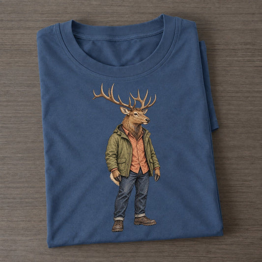 Elk Wardrobe Portrait Wild Wardrobe Portraits Classic T-shirt – Twilight Navy