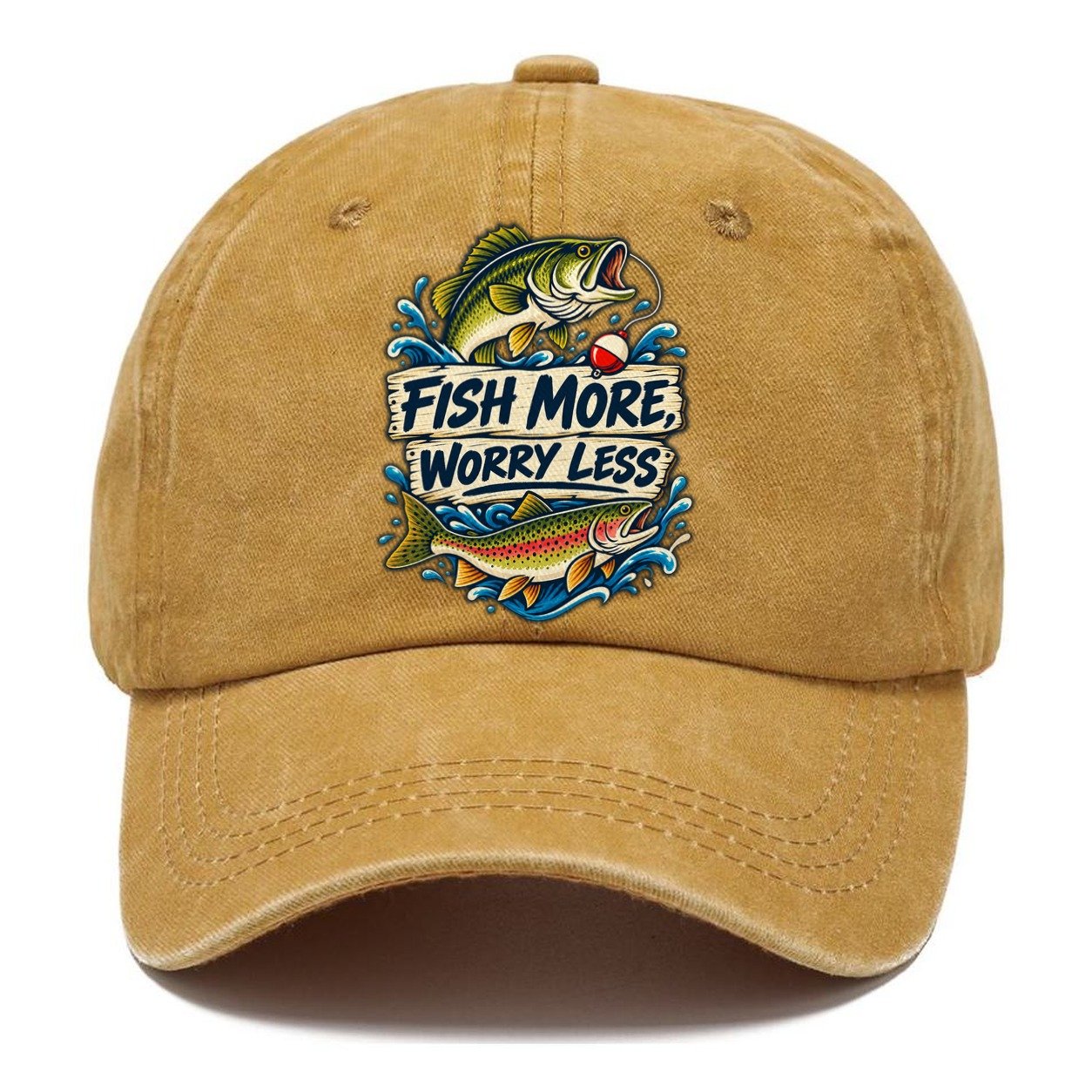 Fish More Worry Less Fishing Elegant Classic Cap – Golden Harvest