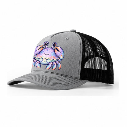 Crab Tucked Claw Hug Sea Sprite Trucker Hat – Sport Grey Black