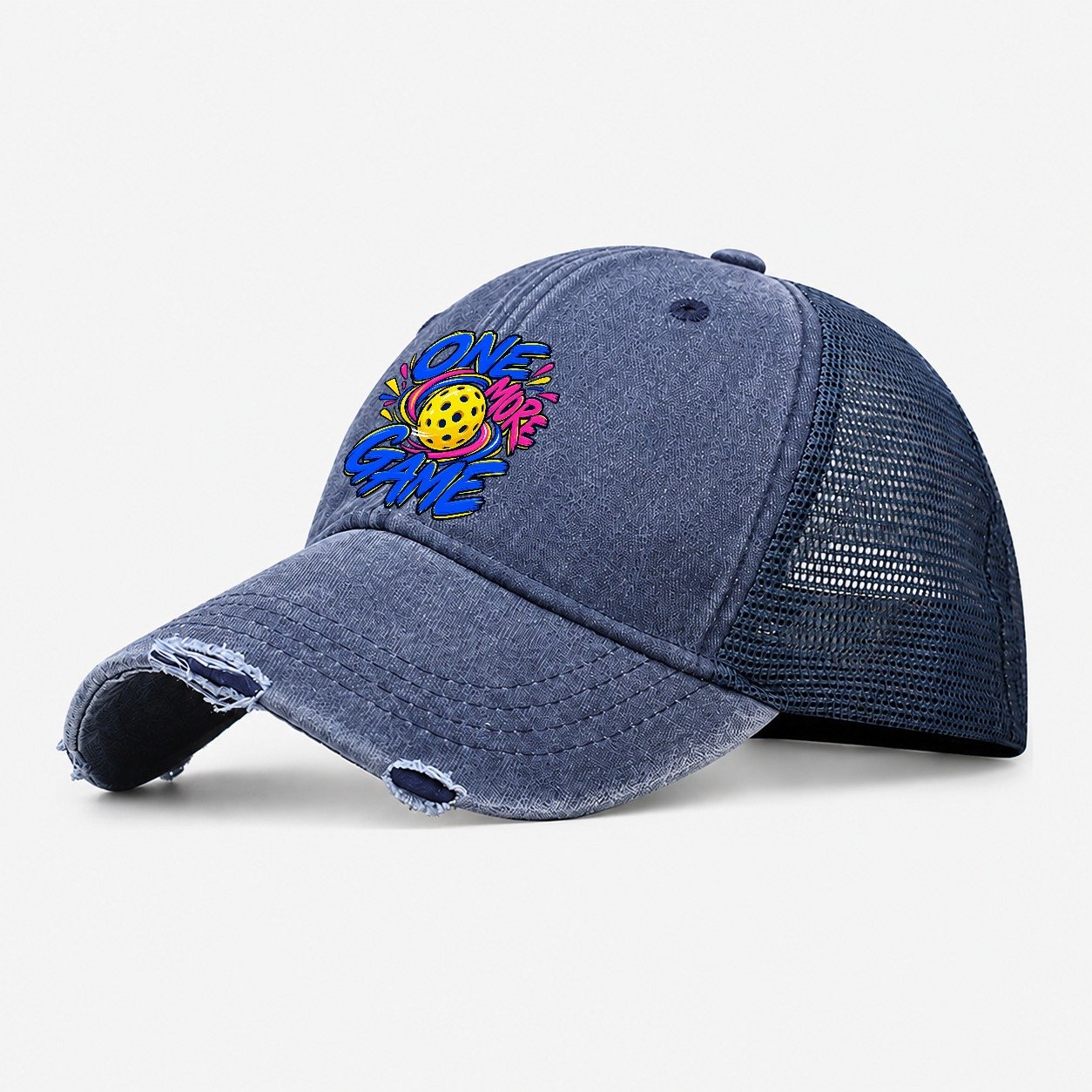 One More Game Pickleball Life Washed Trucker Hat – Navy