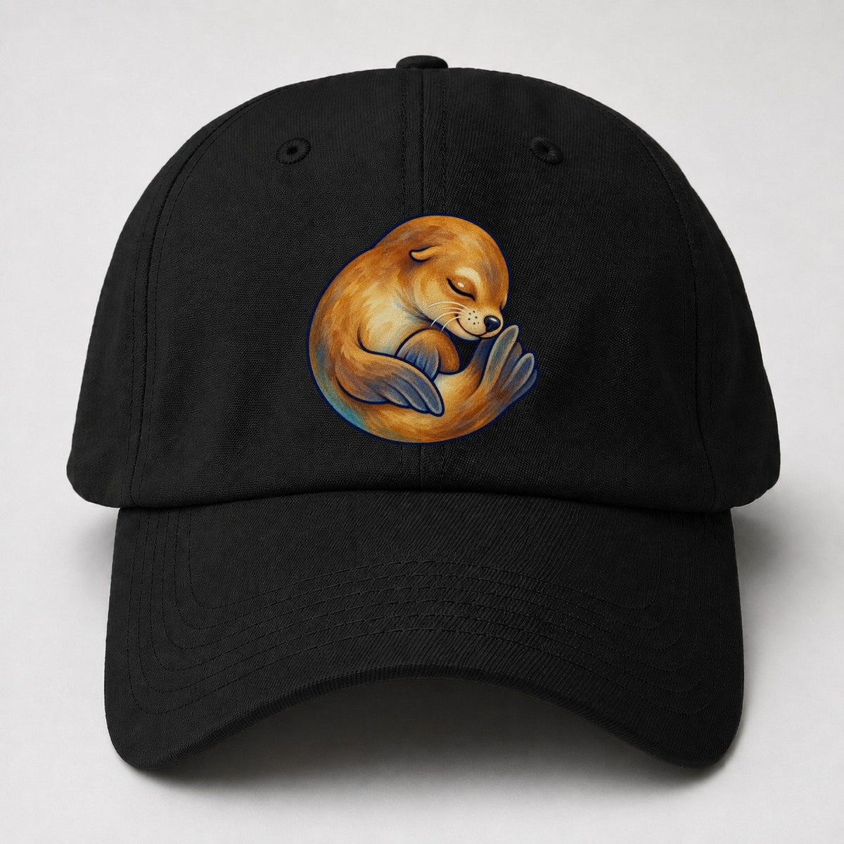 Sea Lion Curled Nap Sea Sprite Baseball Cap – Black