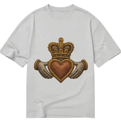 Claddagh Heart Crown Embroidered 0912b9 Classic T-shirt – Grey