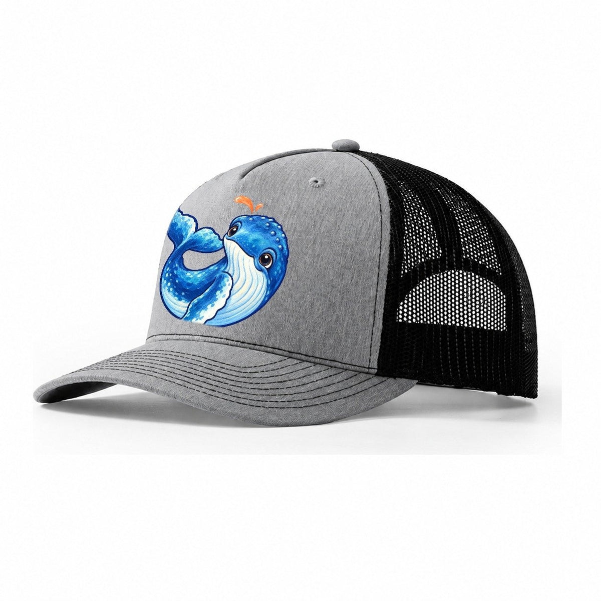 Humpback Whale Tail Curl Sea Sprite Trucker Hat – Sport Grey Black