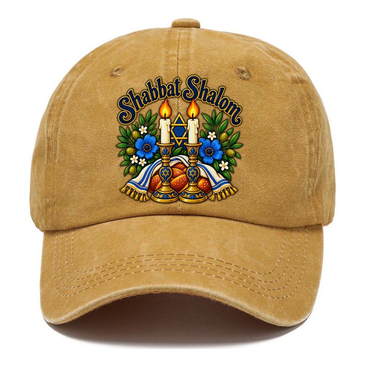 Shabbat Shalom Candles Judaism Heritage Classic Cap – Golden Harvest