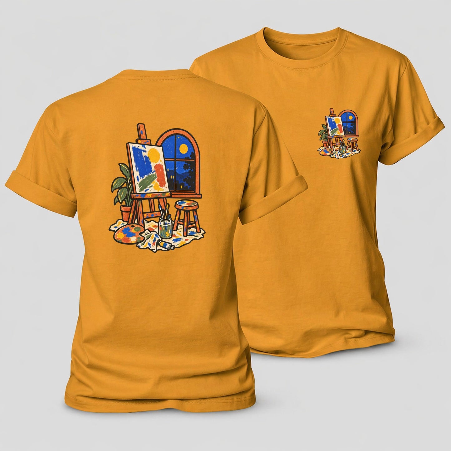 Easel At Dusk Clay Color Makers Women's Cotton T-Shirt – Ginger Yellow