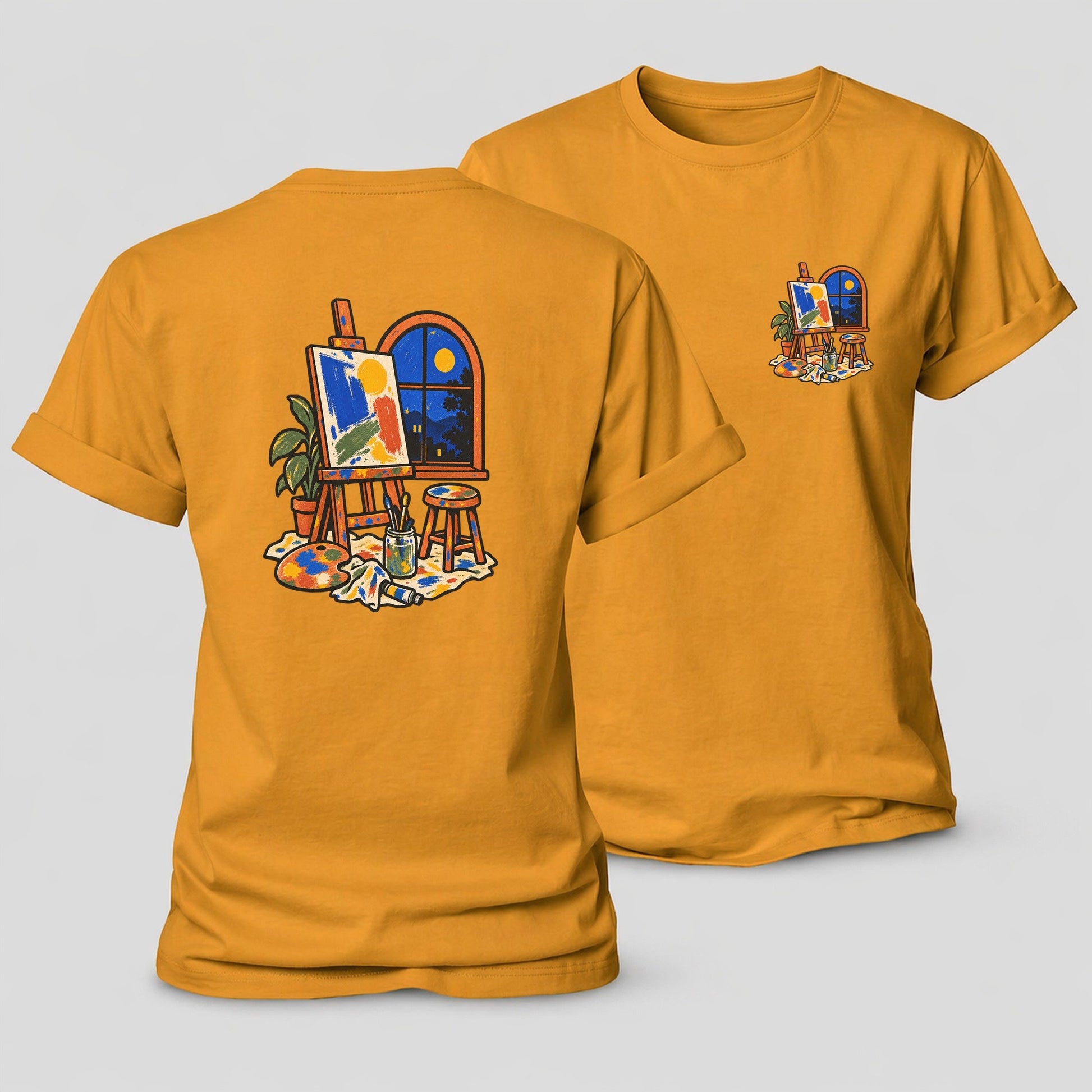 Easel At Dusk Clay Color Makers Women's Cotton T-Shirt – Ginger Yellow