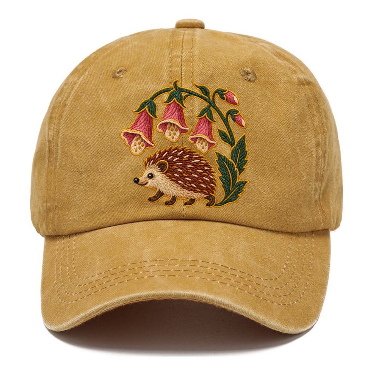 English Foxglove And Hedgehog Uk Culture Heritage Classic Cap – Golden Harvest