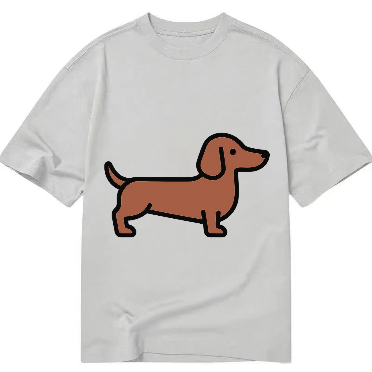 Dachshund Redbrown Smooth Flat Side Profile Classic T-shirt – Grey